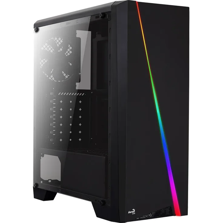 Aerocool CYLON, PC-Gehäuse ATX, Seitenwand, RGB-LED, 12cm Lüfter an der Rückseite, schwarz