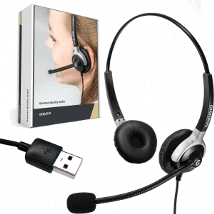 Gequdio Headset Binaural für USB-A an PC-MAC