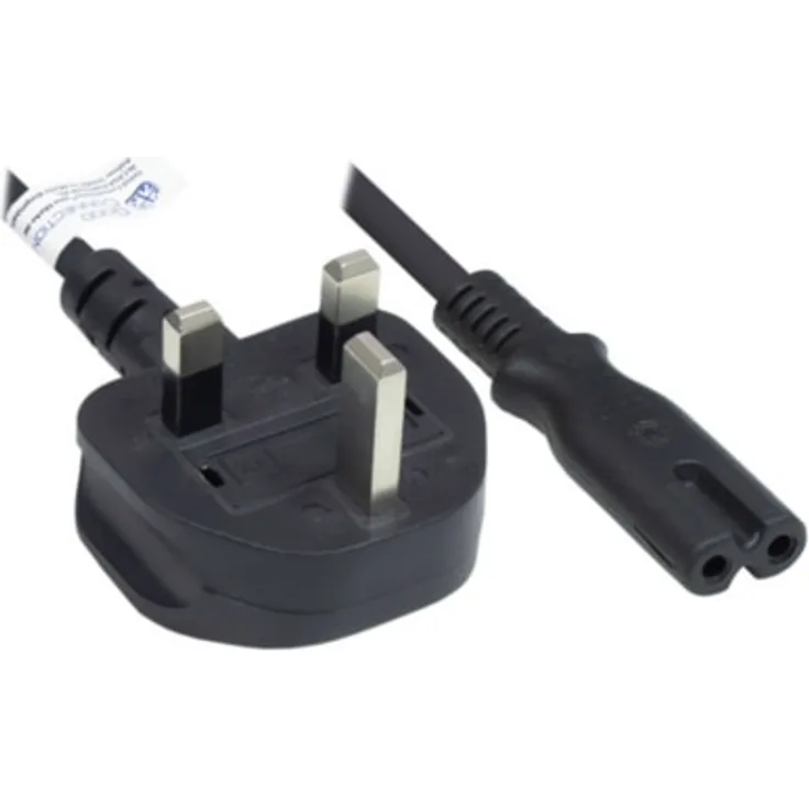 Good Connections P7370-S018 Netzkabel, 1,8 m, Netz-Stecker Typ G (BS 1363) an C7-Euro 8 Buchse (gerade), 3A Sicherung, ASTA zertifiziert, 0,75 mm² Schwarz