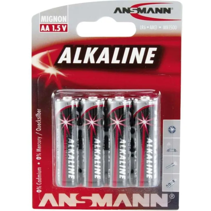 ANSMANN Red Alkaline Batterie Mignon AA LR6 Longlife Alkalibatterie (4er Pack) - Preisvergleich
