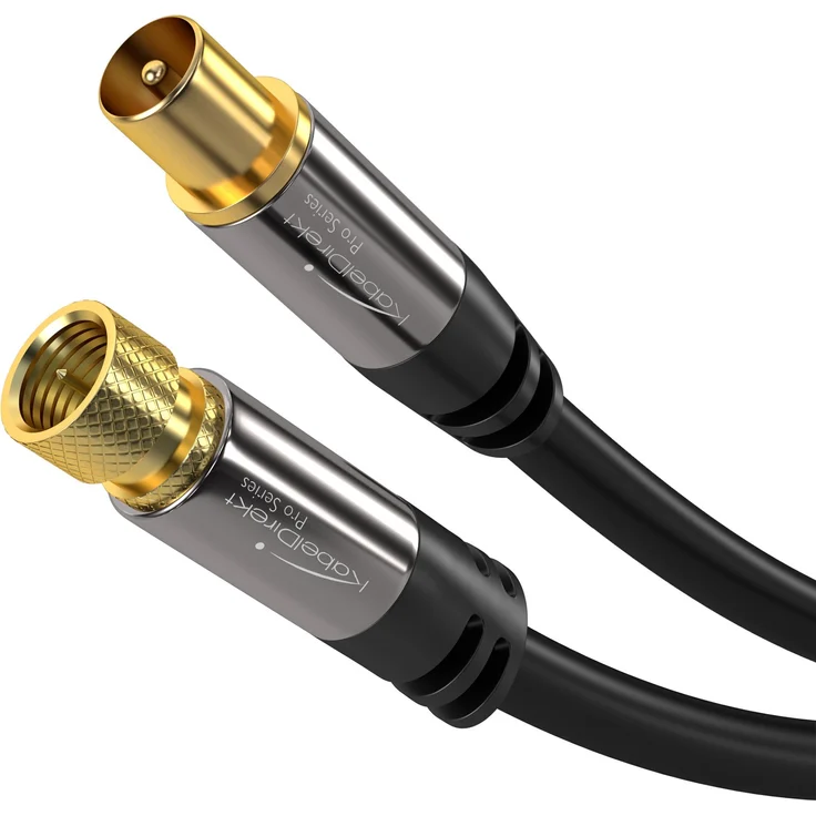 KabelDirekt - SAT-TV Kabel - 2m - (75 Ohm, F-Stecker > Koax Stecker, Koaxialkabel geeignet für TV, HDTV, Radio, DVB-T2, DVB-C, DVB-S, DVB-S2) - PRO Series