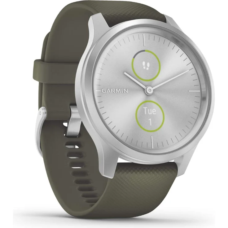 Garmin vivomove Style Hybrid-Smartwatch Unisex, Einheitsgröße, Silber/Moosgrün (010-02240-01) – Bild 1