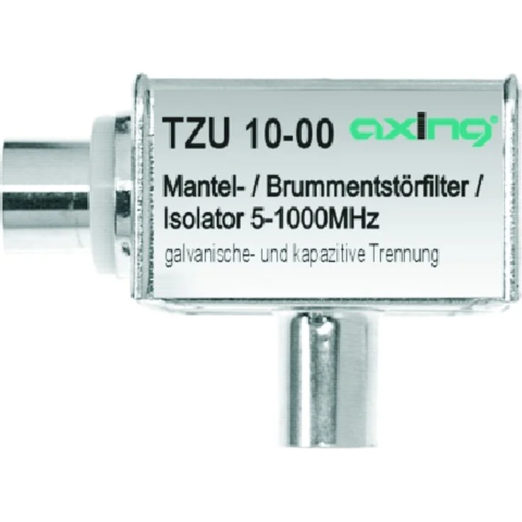 Axing TZU 10-00 Mantelstromfilter - Brumm-Entstör-Filter (5-1000 MHz) IEC-Anschlüsse für Kabelfernsehen Radio DVB-T2 HD