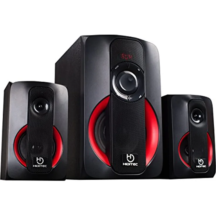 Hiditec | Leistungsstarke H400 80W RMS-Lautsprecher | Lautsprecher mit USB | Lautsprecher mit UKW-Radio | Soundsystem 2.1 (Bluetooth 4.1, USB, SD, 100 W RMS, Line-In, Radio) | Leistungsstarker 100w Sound | Hohe Qualität
