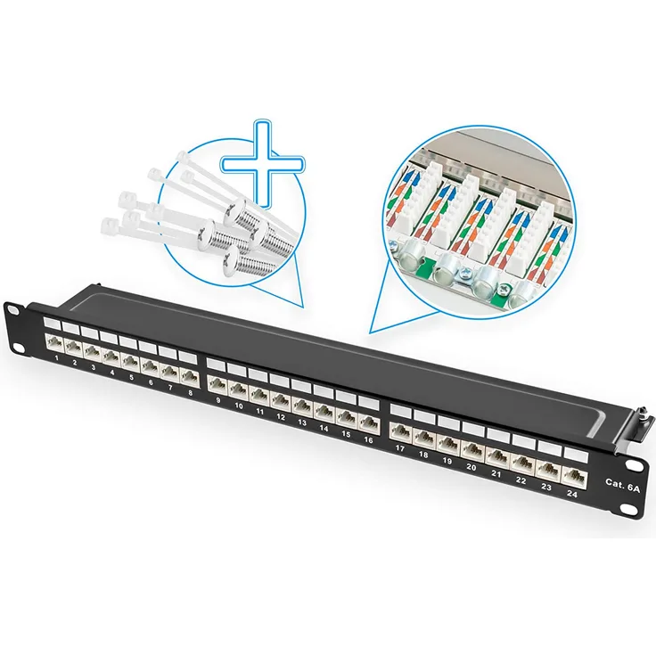 1HE-Patchpanel 24 Port 19'' CAT.6a - SCHWARZ (Art.N.: 75069)