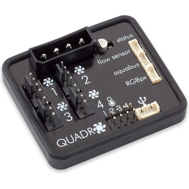 Aqua Computer Quadro Lüftersteuerung für PWM-Lüfter mit Anschluss für Ambient-Hintergrundbeleuchtung