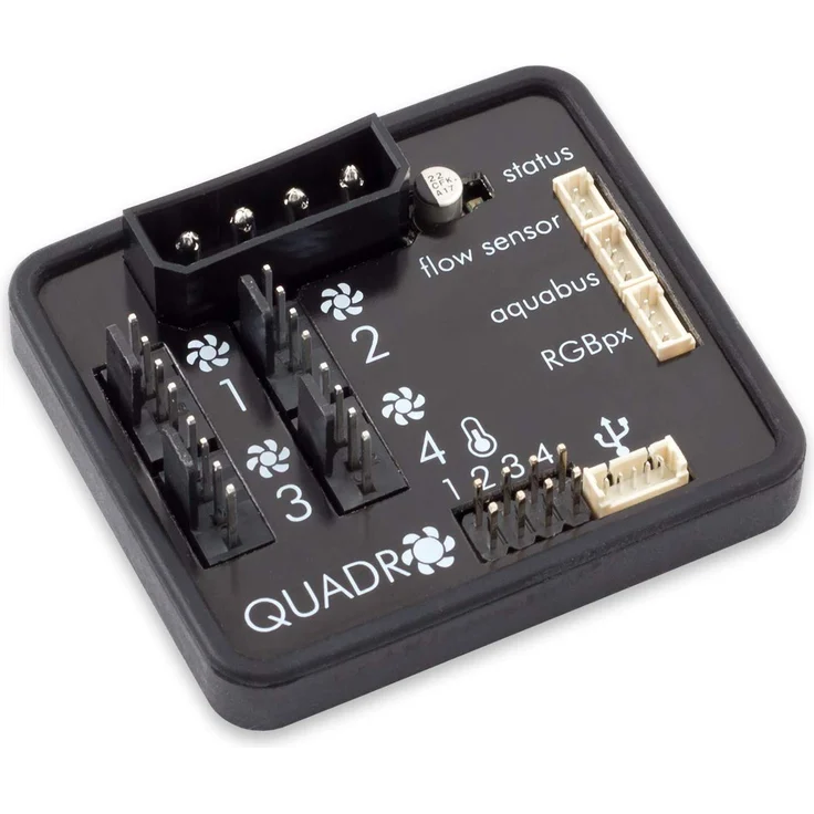 Aqua Computer Quadro Lüftersteuerung für PWM-Lüfter mit Anschluss für Ambient-Hintergrundbeleuchtung