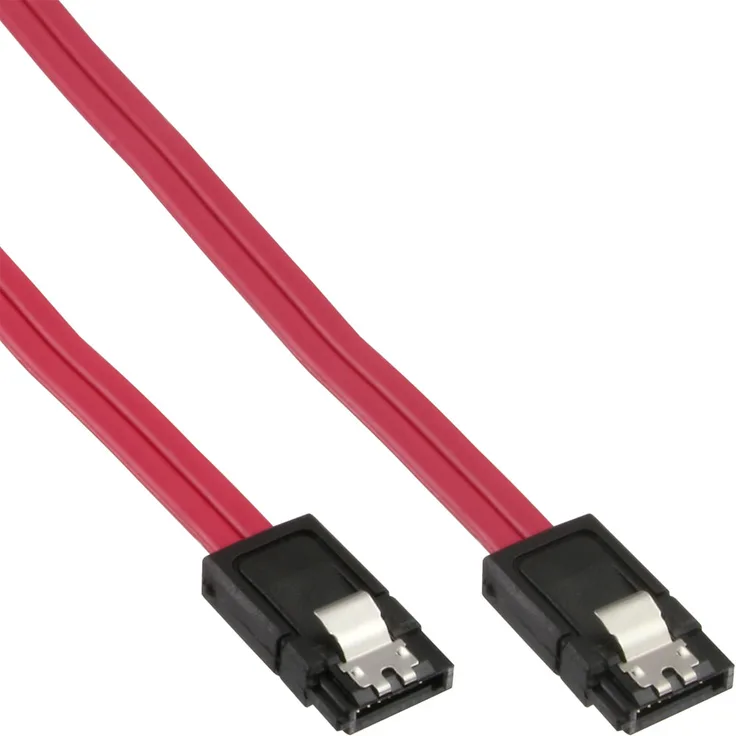 InLine SATA 6Gb/s Kabel - Serial ATA 600 - mit Lasche - 0,3m - Rot (27303)