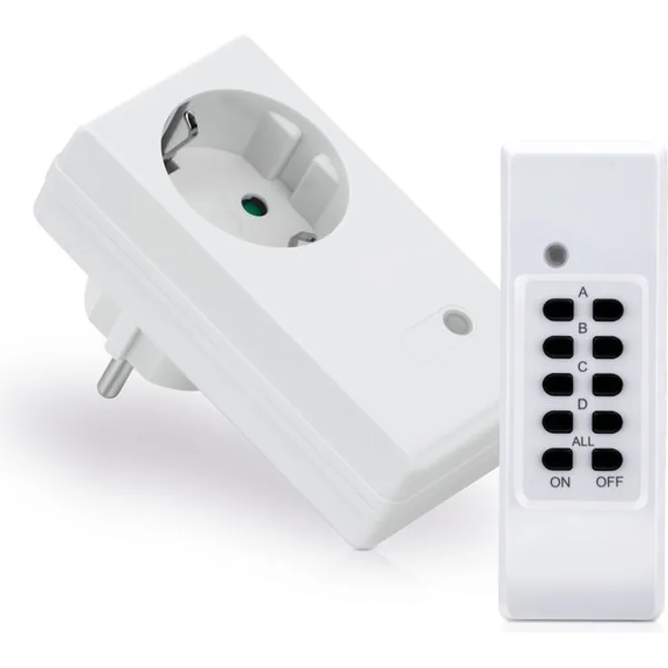 conecto Funksteckdosen Set: 1x Funksteckdose und 1x Fernbedienung, 1100 Watt, weiß