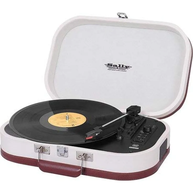 Trevi 0T102016 - Plattenspieler (Plattenspieler mit Direktantrieb, Halbautomatisch, Beige, 33,45,78 RPM, Drehregler, Batterie-Akku)