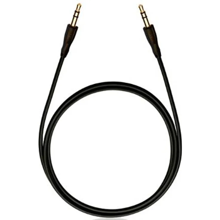 RCA Stereo-Verbindungskabel (AUX-Anschluss, Klinke- zu Klinke-Stecker, 3,5 Millimeter zu 3,5 Millimeter, störungsfrei, flexibel, für Audio-Geräte) - schwarz 75 cm