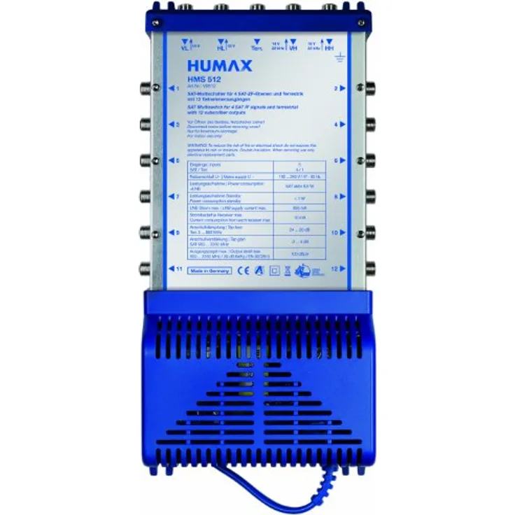Humax HMS 512 5x12 Multischalter für 12 Teilnehmer (Quattro und Quad LNB, Netzteil mit Standby Funktion)