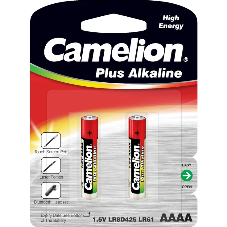 Camelion 11000261 Plus Alkaline Batterie, LR61-AAAA, 2er-Pack chrom