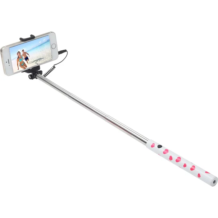 ultron selfie hot shot Weiss, 15 - 45 cm Selfie-Stick mit Kamera-Auslöser am Griff, Für Smartphones wie Samsung Galaxy , iPhone und weitere
