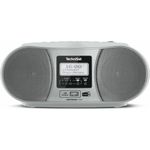 TechniSat DIGITRADIO 1990 - Stereo-Boombox mit DAB+/UKW-Radio und CD-Player (Bluetooth-Audiostreaming, Kopfhöreranschluss, USB, AUX in, Ladefunktion, Uhr, 2 x 1,5 Watt Ausgangsleistung) silber