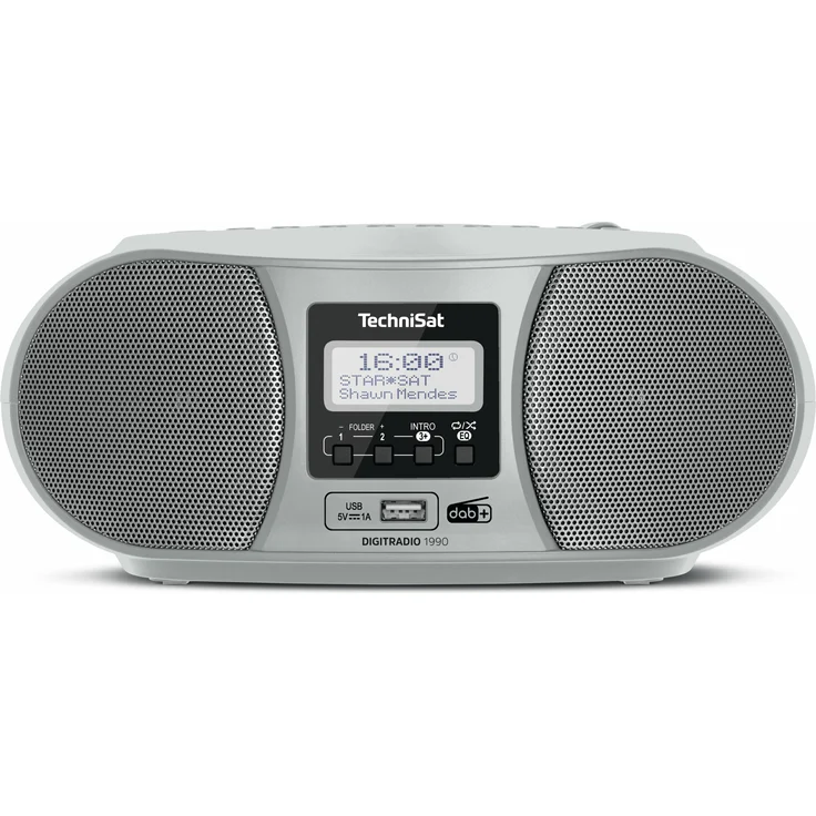 TechniSat DIGITRADIO 1990 - Stereo-Boombox mit DAB+/UKW-Radio und CD-Player (Bluetooth-Audiostreaming, Kopfhöreranschluss, USB, AUX in, Ladefunktion, Uhr, 2 x 1,5 Watt Ausgangsleistung) silber – Bild 1