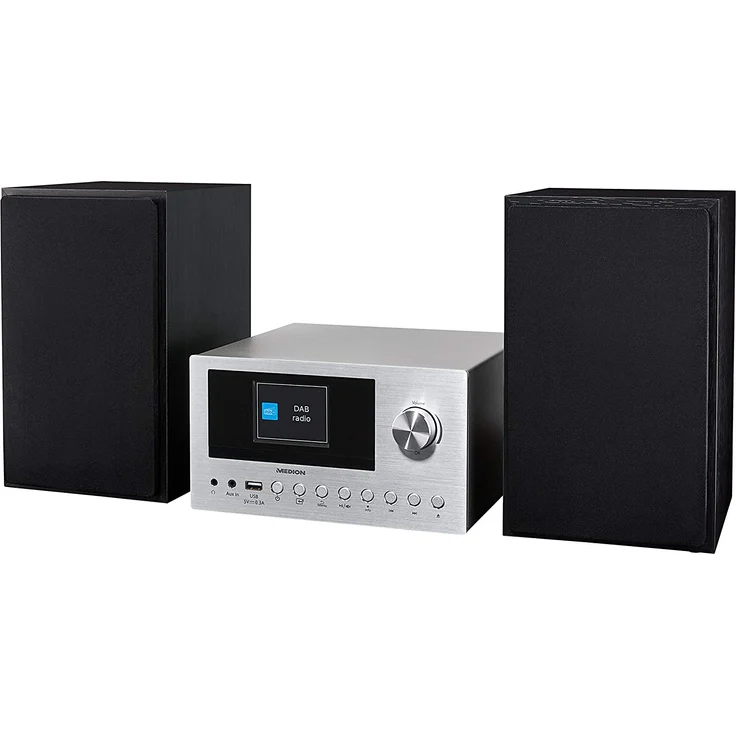 MEDION LIFE P85003 Micro Audio System DAB+ UKW Radio bluetooth cd usb schwarz, silber – Bild 7