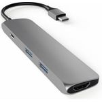 Satechi Schlanker Typ C Multiport-Adapter mit USB-C Ladeanschluss, 4K HDMI, USB 3.0 aus Aluminium für 2016/2017 MacBook Pro und 2015/2016/2017 MacBook (Space Grau)