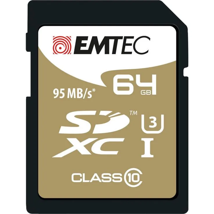 Emtec SDXC 64GB Class10 Speedin Speicherkarte Klasse 10 - Speicherkarten (64 GB, SDXC, Klasse 10, 95 MB-s, Schwarz)