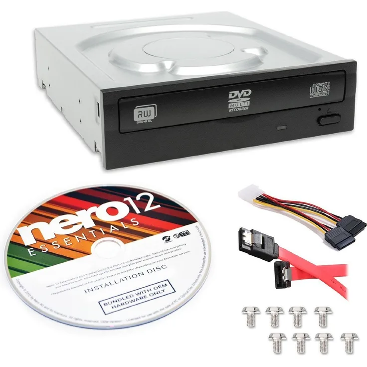 Lite-On Super AllWrite IHAS124-04-KIT 24X DVD+/-RW Dual Layer Brenner + Nero 12 Essentials Brennsoftware + Sata Cable Kit