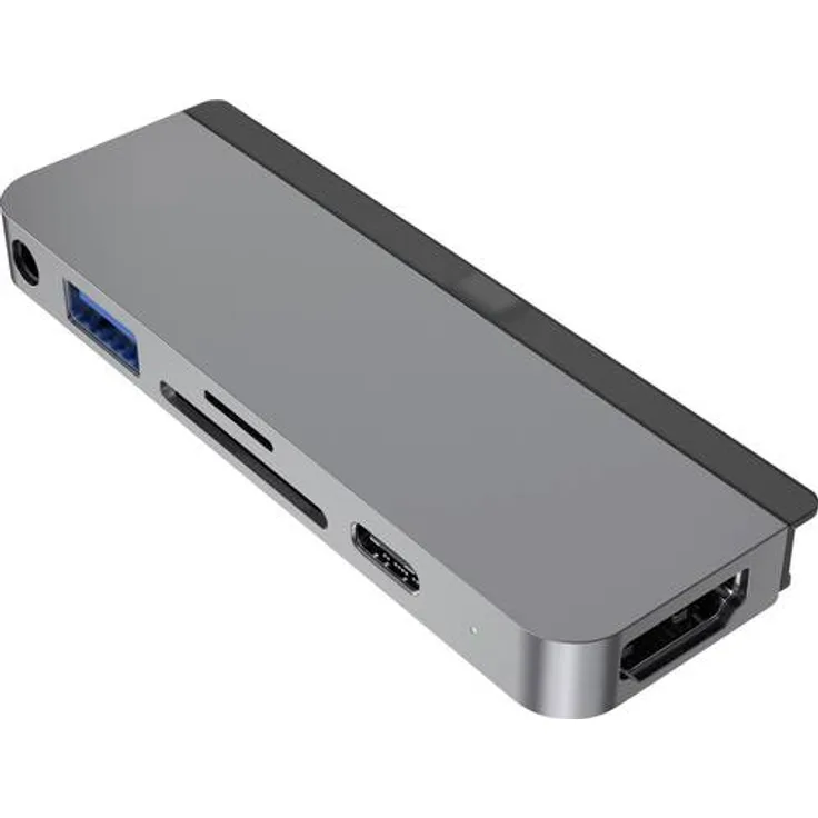 HyperDrive HD319B-GRAY USB-C (USB 3.2 Gen 2) Multiport Hub Ultra HD-fähig, mit Aluminiumgehäuse, mit eingebautem SD-Kartenleser