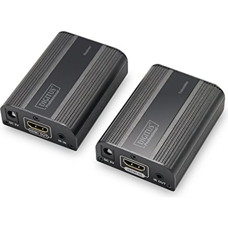 DIGITUS HDMI Extender - Ultra HD, 4K, 60Hz - Set (Sender-Empfänger) - bis zu 60 m Reichweite - Patchkabel (Cat 6, Cat 6A, Cat 7) - schwarz – Bild 1