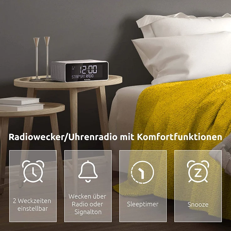 TechniSat DIGITRADIO 52 Radiowecker mit Wecker, LCD-Display, weiß – Bild 4
