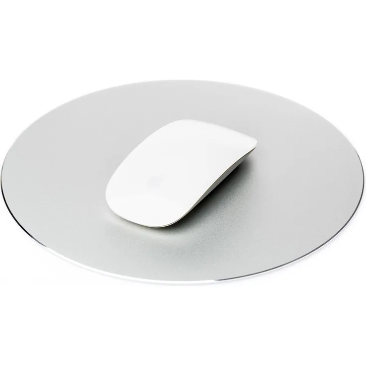 Desire2 Mousepad Gaming Aluminium Mauspad Rund Wasserfest Anti-Rutsch Gummi-Unterlage kratzfreie Oberfläche Maus Pad kompatibel mit Apple Mac, MacBook, iMac, Computer, Laptop, Maus – Silber