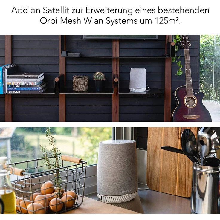 Netgear Orbi RBS40V-100EUS Voice Mesh WLAN Smart Lautsprecher (Erweiterung um 125 m² Abdeckung, integrierte Amazon Alexa, Repeater für Orbi Mesh-WiFi-Systeme, High Speed Satellit Smart Home Speaker) - Preisvergleich – Bild 2