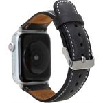 Venta Leather Apple Watch Leder Armband in Antik Schwarz Ersatz Uhren-Armband in 42/44mm (VA-TN1) + Adapter Set in Schwarz