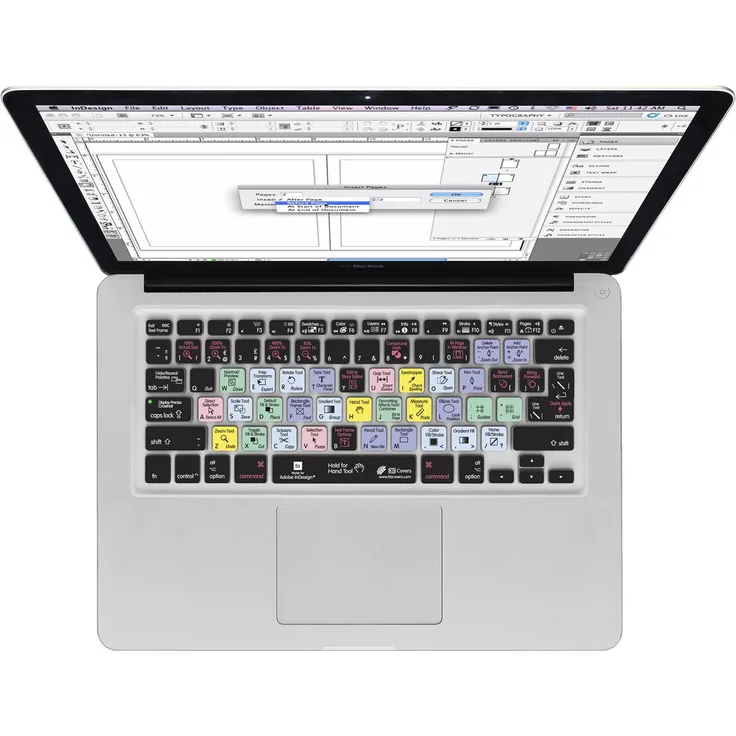 KB Covers InDesign Keyboard Cover - langlebige Tastaturabdeckung, deutsches Layout, abwaschbar - für MacBook Air 13 und Pro 2008+, schwarz