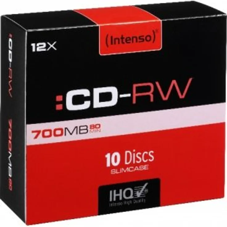 Intenso CD-RW Rohlinge 700 MB, RW 12x Speed kratzfest Cover-Card 10er Pack Slim Case