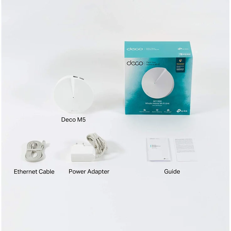 TP-Link Deco M5 Mesh WLAN AC1300 Dualband Heimnetz Komplettlösung (Geschwindigkeit bis zu 1267Mbit-s, Abdeckung bis zu 140m², passt in jeder Art von Zuhause, 2 Gigabit Ports, 1pack) weiß – Bild 4