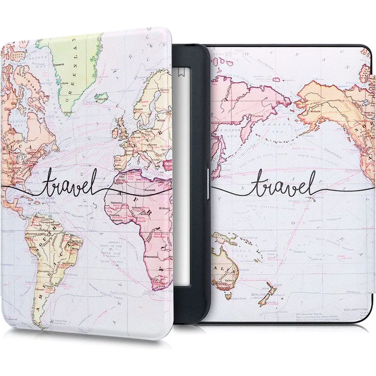 kwmobile E-Reader-Hülle, Hülle für Kobo Nia - Kunstleder eReader Schutzhülle Cover Case - Travel Schriftzug Design