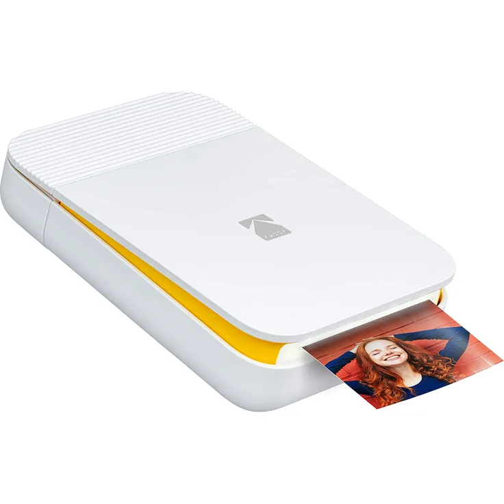 Kodak Smile Fotodrucker für Smartphone (IOS & Android) - Tintenloser Sofortdrucker, Bluetooth, 5 x 7,6 cm Ausdrucke, Integrierter Akku - Weiß- Gelb