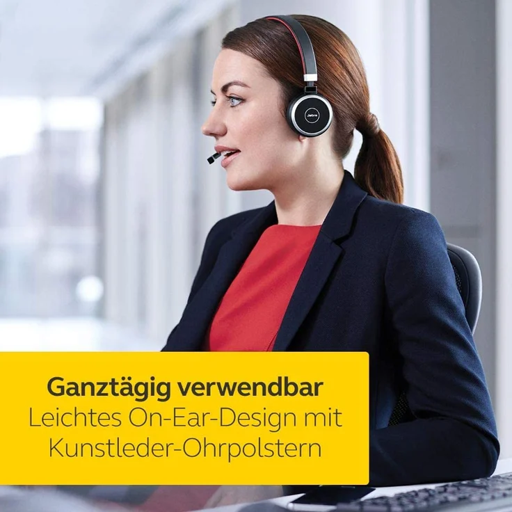 Jabra Evolve 65 Wireless Stereo On-Ear Headset, Unified Communications zertifizierte Kopfhörer mit langer Akkulaufzeit, USB Bluetooth Adapter, VoIP-Headset, schwarz – Bild 6