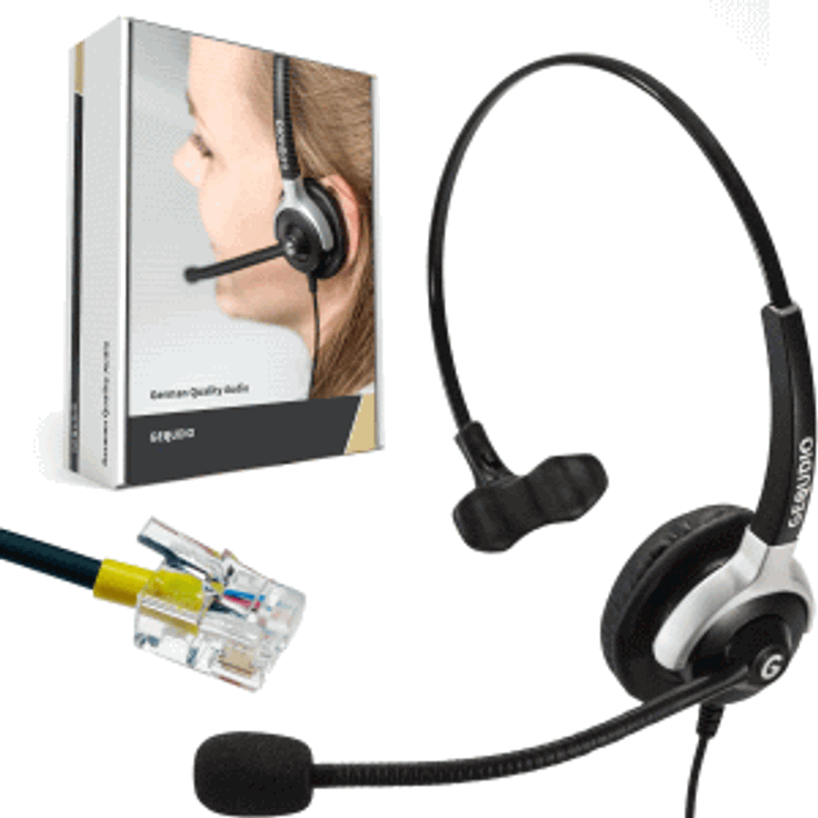 Gequdio Headset Monaural RJ11 kompatibel für Mitel-Avaya-Polycom-Gigas
