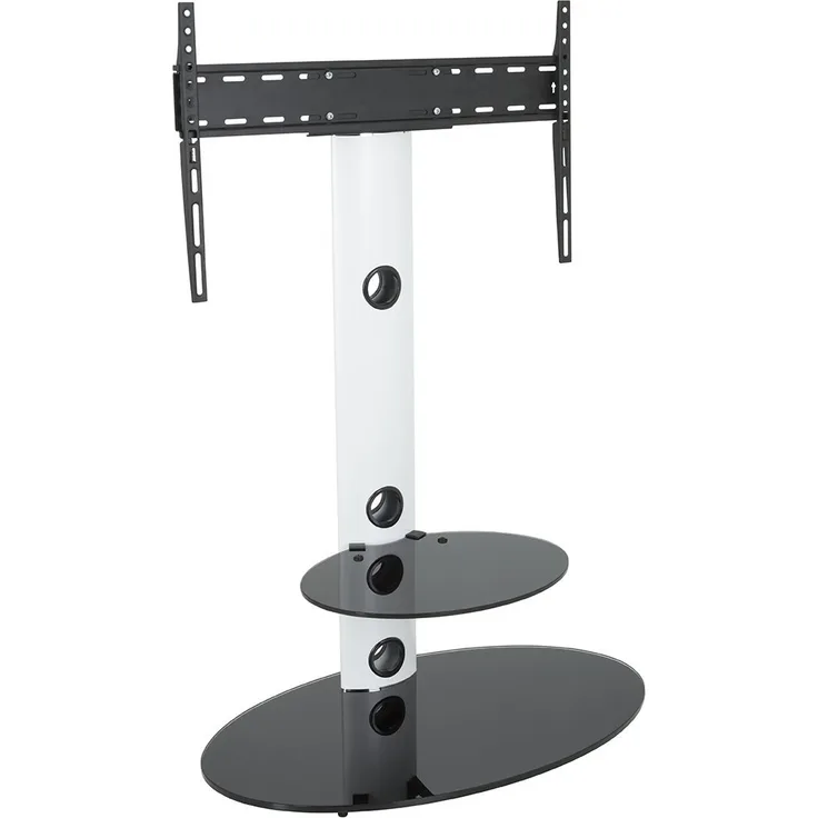 King TV Ständer Standfuß fur 32 Zoll - 60 Zoll LCD/LED/Plasma Fernseher Fernsehtisch mit Halterung inkl. Kabelführung mit SchwarzGlas Regale max. 40kg