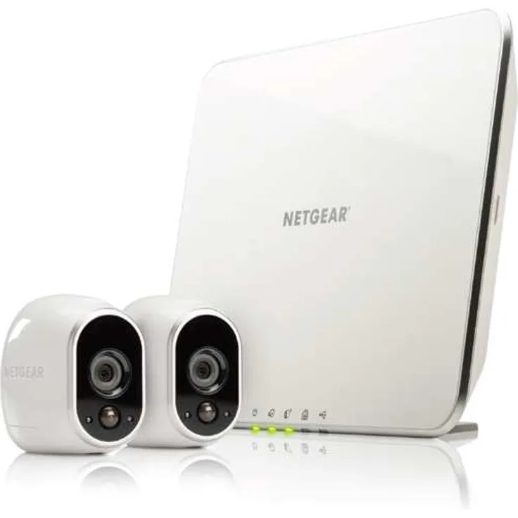 Arlo HD Überwachungskamera & Alarmanlage, 2er Set, Smart Home, kabellos, Innen-Außen, Nachtsicht, WLAN, wetterfest, Bewegungsmelder, (VMS3230) - Weiß