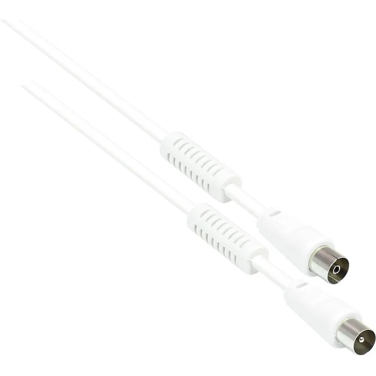 Good Connections SAT TV Antennenkabel - Koax Stecker an Koax Buchse - 2x Mantelstromfilter (Ferritkern), Doppelschirmung, Schirmmaß > 95dB - weiß, 3 m