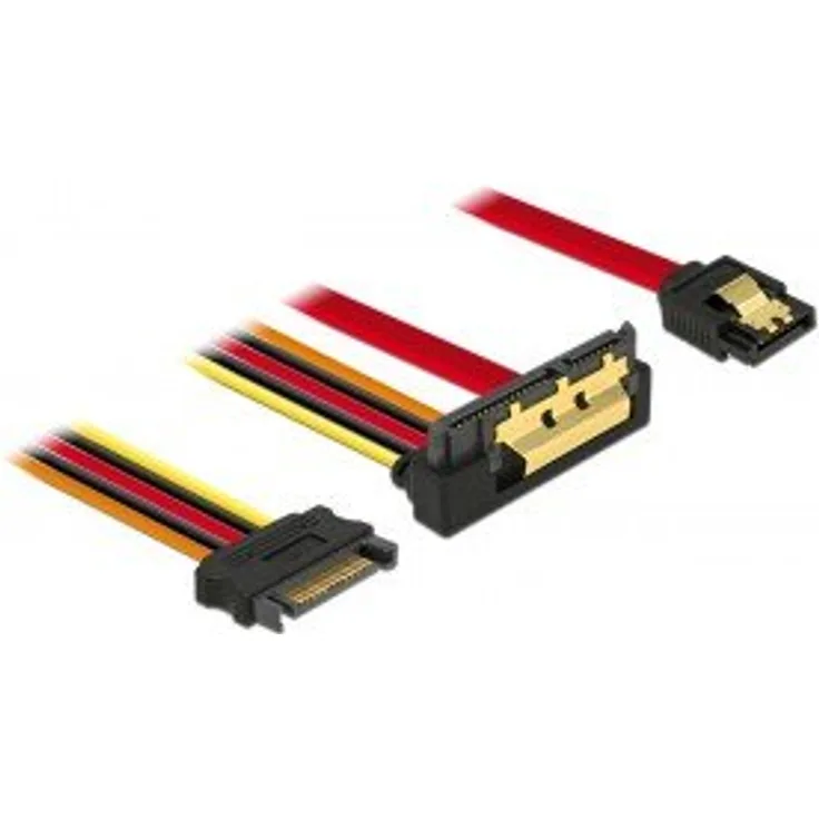 DeLOCK - SATA-Kabel - Serial ATA 150/300/600 - SATA, SATA Leistung bis SATA Combo (R) nach unten gewinkelt - 30 cm (85229)