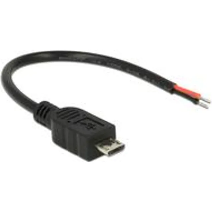 DeLOCK - Stromkabel - 5-polig Micro-USB, Typ A (nur Spannungsversorgung) (M) - ohne Stecker - 10cm - Schwarz (82697)