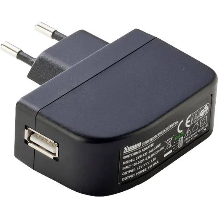 Dehner Elektronik SYS 1638-0605-W2E (Europe USB inlet) Steckernetzteil, Festspannung 5 V-DC 1.2A 6W Stabilisiert