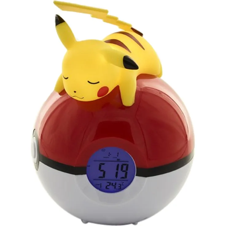 Pokemon Pikachu Radio Wecker Uhr Pokéball Uhr mit Licht und Temperaturanzeige PVC rot