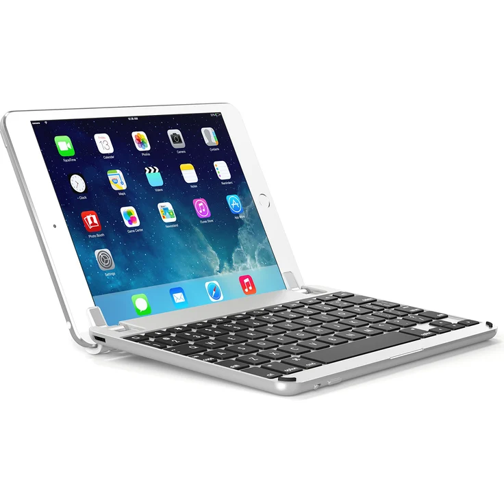 BRYDGE 9.7, Hochwertige Bluetooth Tastatur aus Aluminium, deutsches Layout QWERTZ, fürs iPad 2018 und 2017 (6. & 5. Generation), iPad Pro 9.7, iPad Air 1 & Air 2, silber – Bild 1