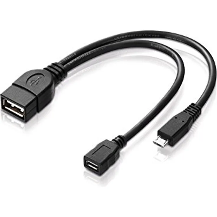 conecto 2X USB-OTG Adapter-Kabel Micro-USB 2.0-Stecker USB-Buchse Typ A + Strom-Anschluss für Externe Festplatte und andere Geräte