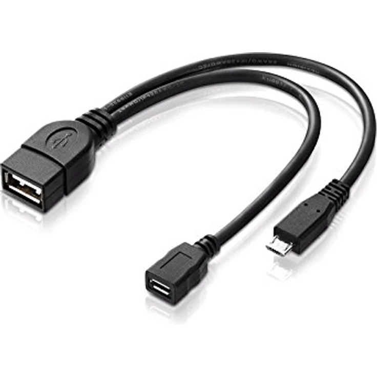 conecto 2X USB-OTG Adapter-Kabel Micro-USB 2.0-Stecker USB-Buchse Typ A + Strom-Anschluss für Externe Festplatte und andere Geräte