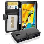 cadorabo Hülle für Samsung Galaxy NOTE 3 NEO in OXID SCHWARZ Handyhülle mit Magnetverschluss und 3 Kartenfächern Case Cover Schutzhülle Etui Tasche Book Klapp Style