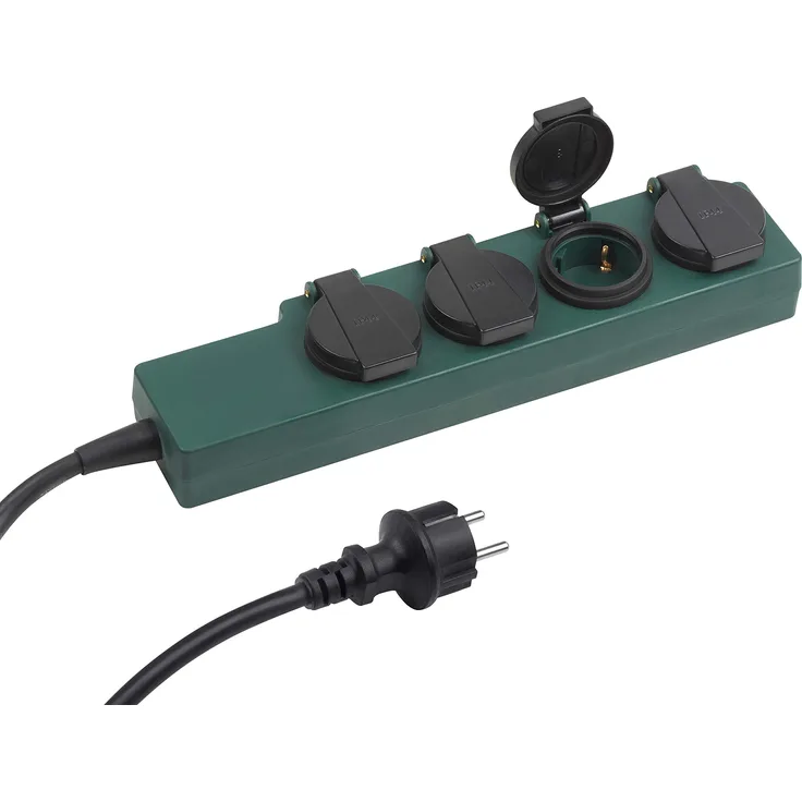 Meister Steckdosenleiste 4-fach - 1,4 m Kabel - Gummischlauchleitung - IP44 Außenbereich - Verteilersteckdose - Feuchtraum-Steckdosenverteiler - Outdoor-Steckdosenleiste - 7430910