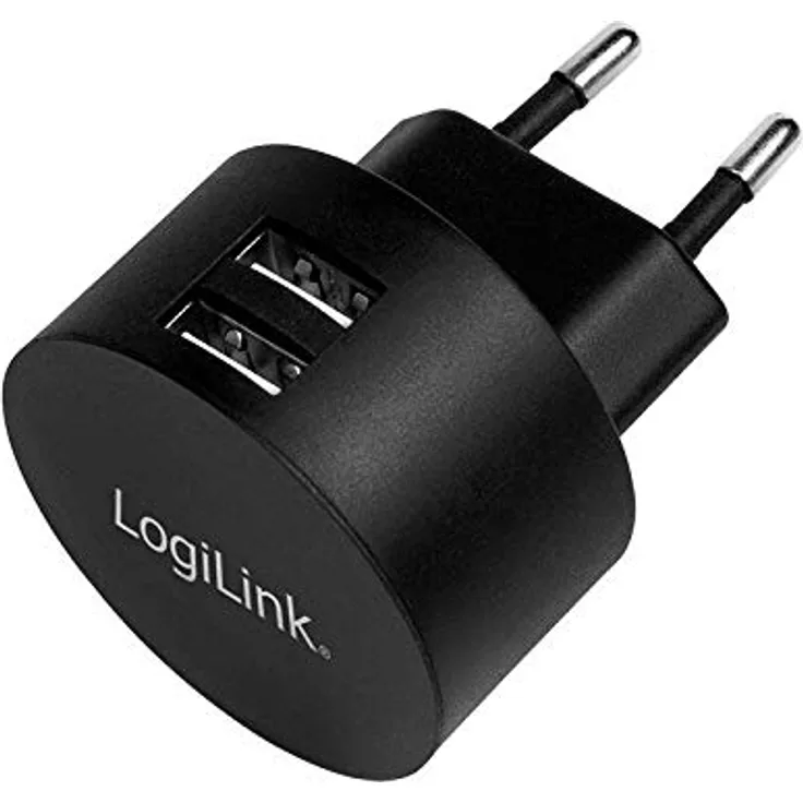LogiLink PA0218 Fast Charging - USB Steckdosenadapter (2x USB-A, 10,5W) für Smartphones-Tablets-MP3-MP4 Player-eBooks-Navi-etc. mit Überlade-, Tiefentlade-, Überlast- und Kurzschlussschutz, schwarz